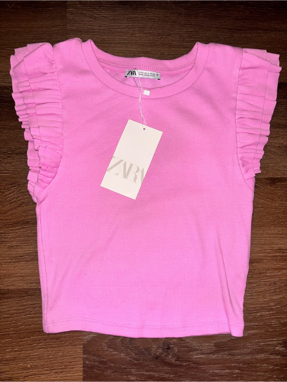 ZARA Pink Ruffle Sleeve Tank Top